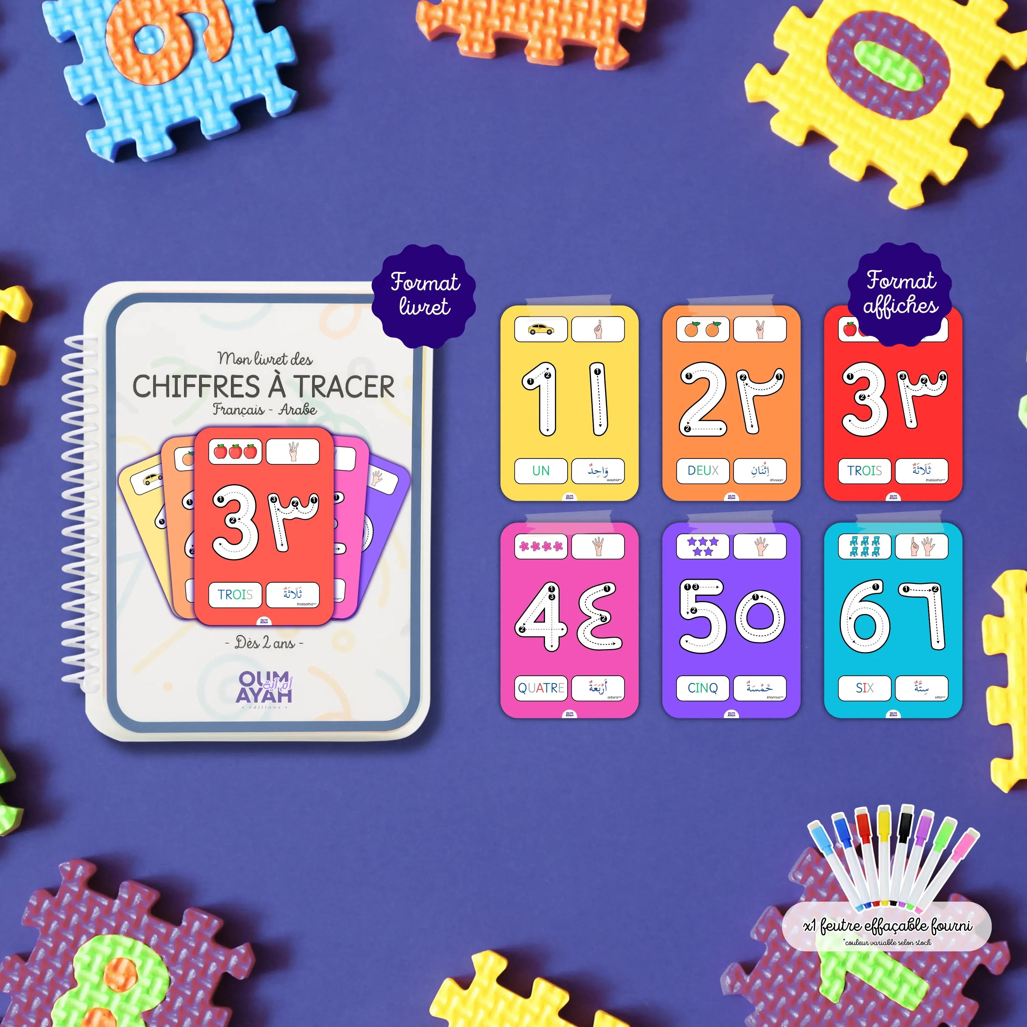 Fiches d'activités - Chiffres à tracer Oum Ayah Éditions