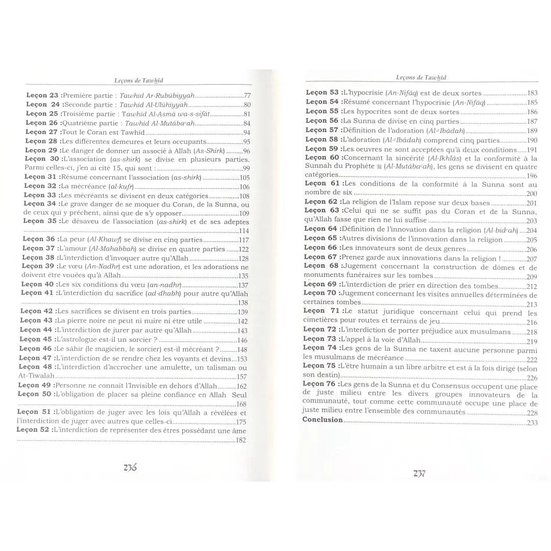 Leçons de Tawhid – Sheikh Muhammad al-Wusabi Sana