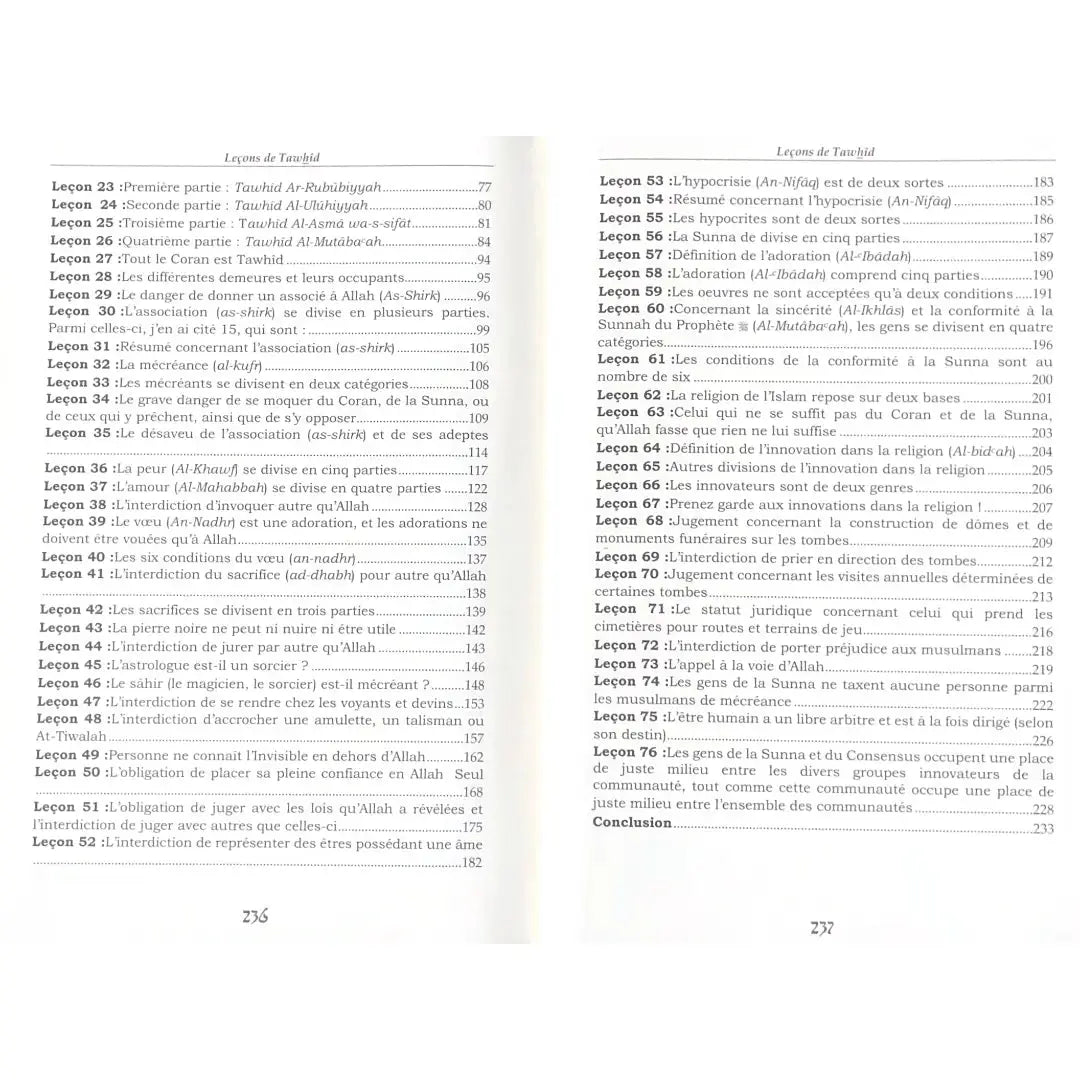 Leçons de Tawhid – Sheikh Muhammad al-Wusabi Sana