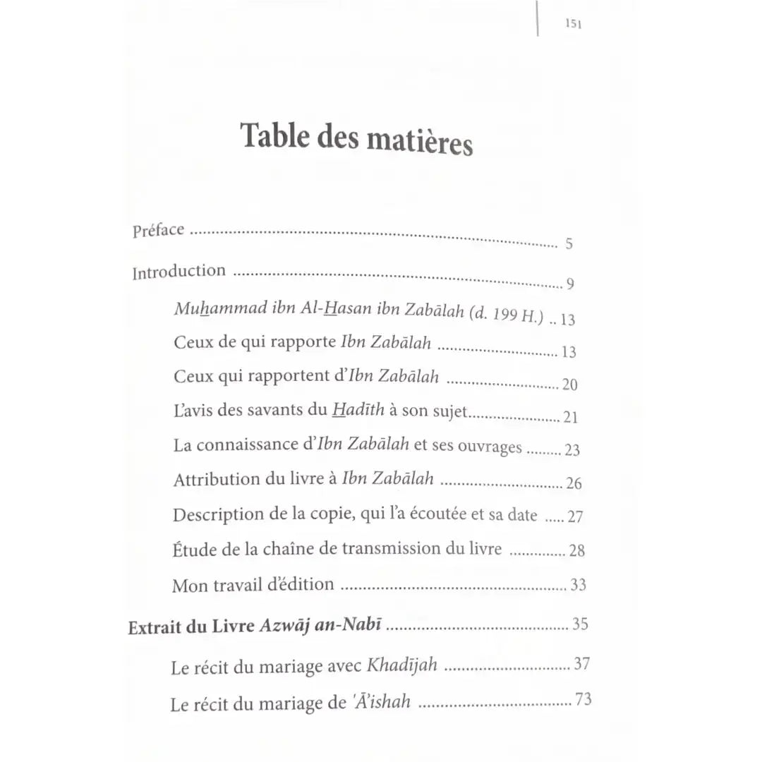 Les épouses du Prophète ﷺ – Muhammad ibn al-Hasan ibn Zabalah Sana